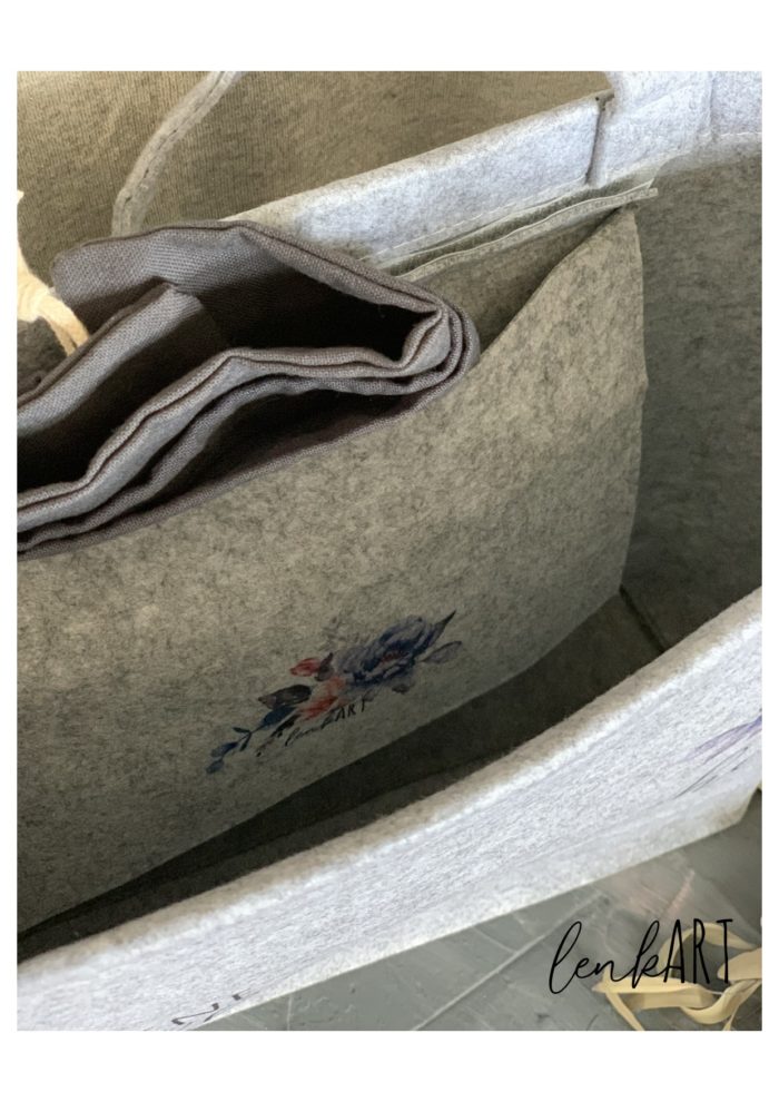 Tasche mit Innentasche Rosen blau/rosa – Bild 2