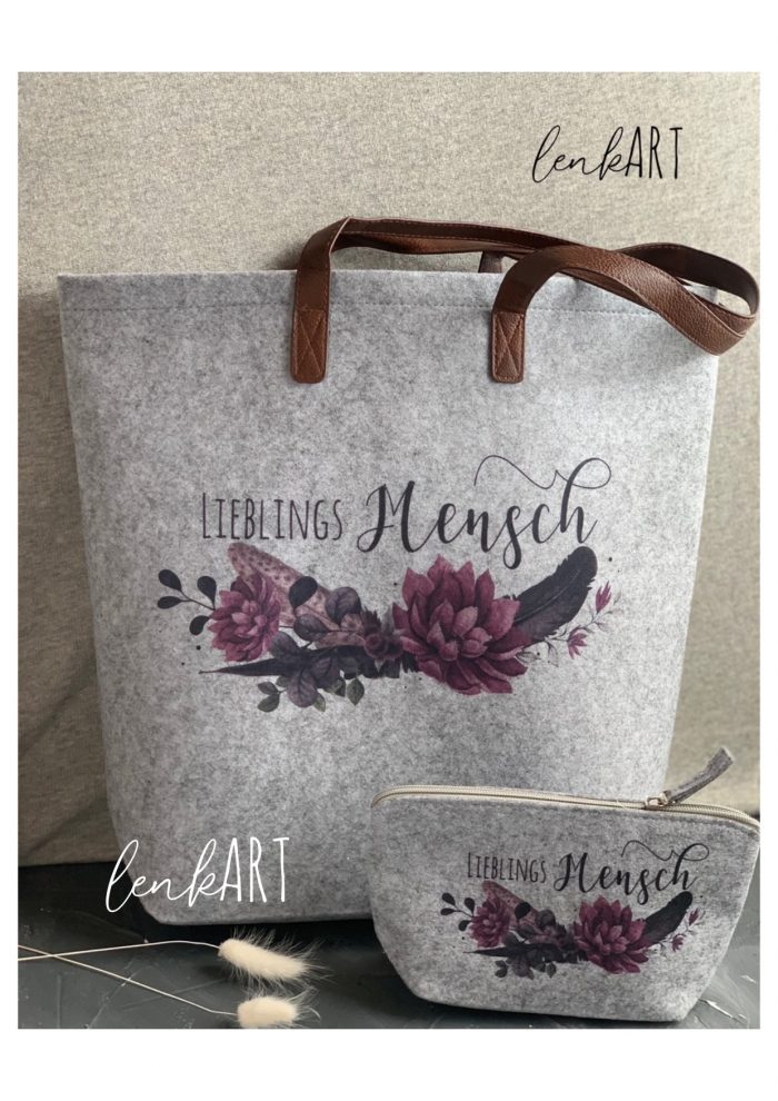 Kosmetiktasche Blumen mit Federn – Bild 2