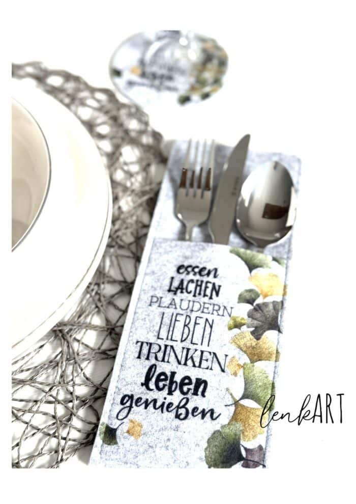 Bestecktaschen Ginkgkostreifen